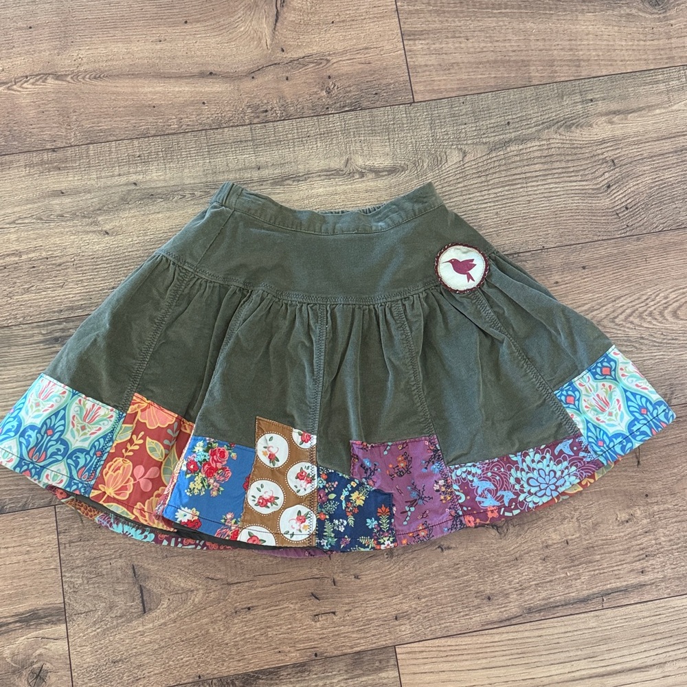 FREE SHIP- Matilda Jane Green Patchwork girls  Skirt size 6